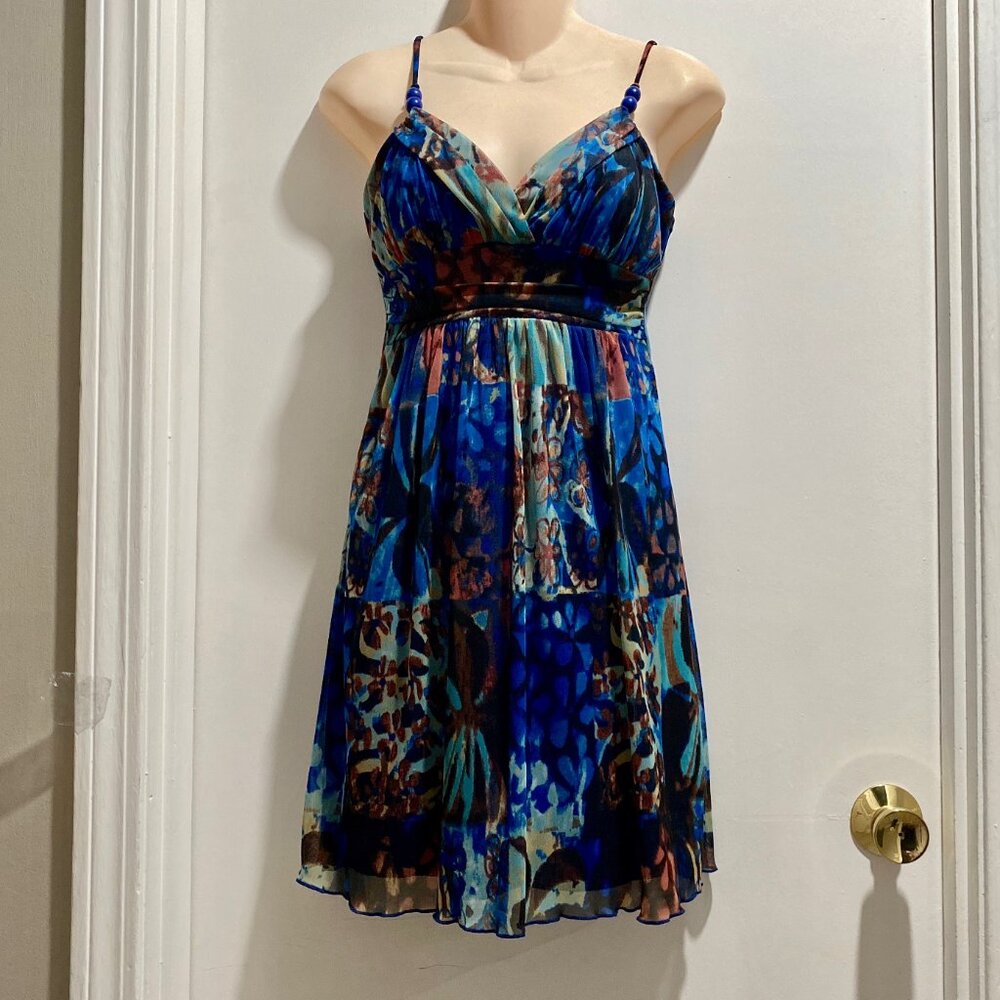 Vintage City Triangles 90s Y2K Babydoll Boho Empire Draped Waist Mini Dress M